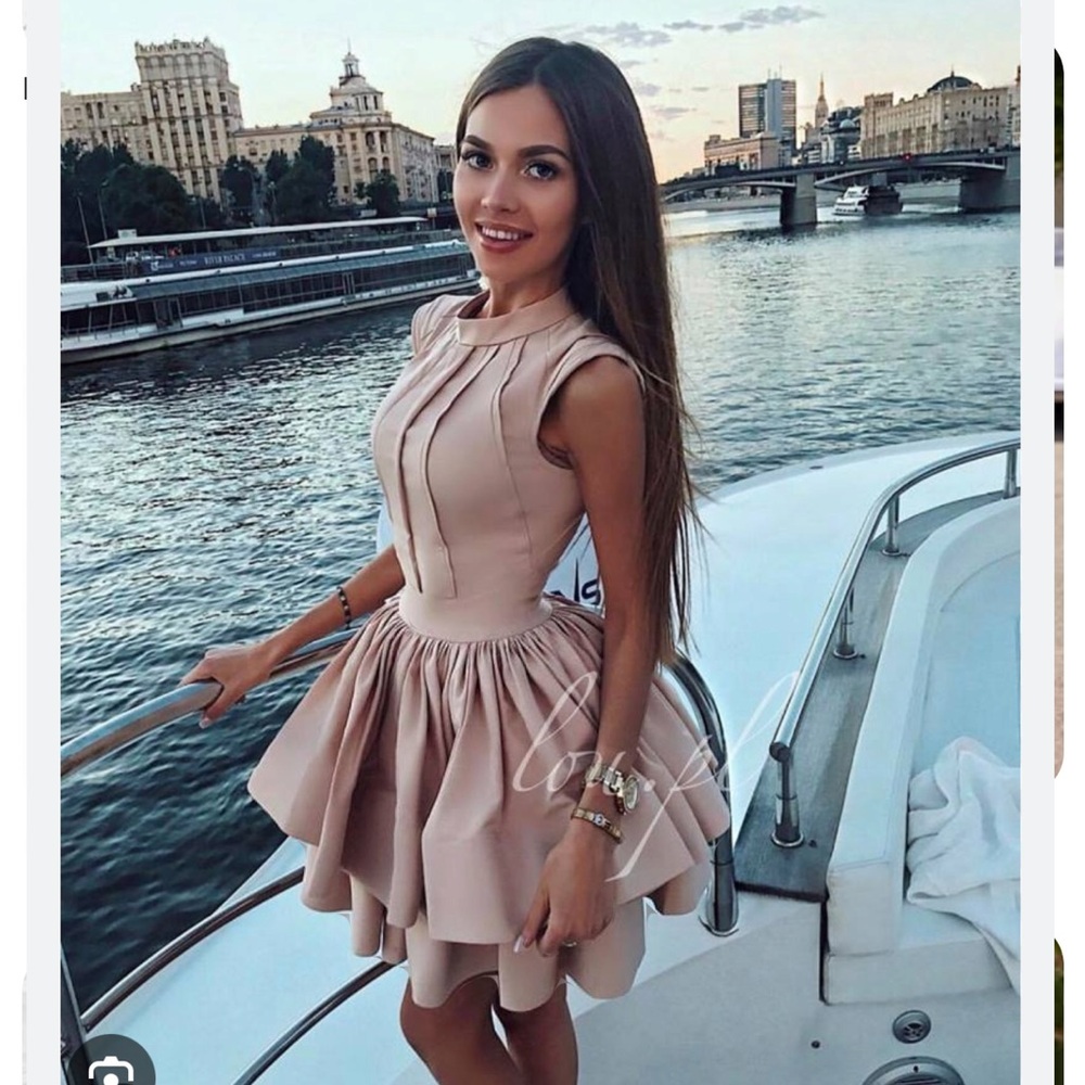 Pink Ruffled Peplum prom Mini Dress